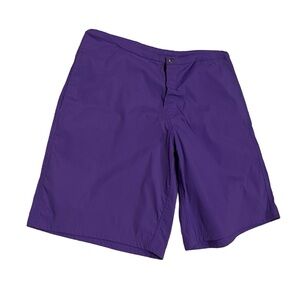 Vtg TOMAS MAIER Hawaiian Sz 32” L Purple Swim Shorts Drawstring Waist France
